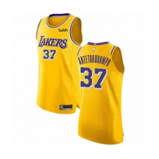 Men's Los Angeles Lakers #37 Kostas Antetokounmpo Authentic Gold Basketball Jersey - Icon Edition - Ujersey