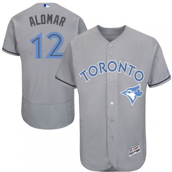 Men's Majestic Toronto Blue Jays #12 Roberto Alomar Authentic Gray 2016 Father's Day Fashion Flex Base MLB Jersey - Ujersey