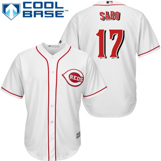 Men's Majestic Cincinnati Reds #17 Chris Sabo Replica White Home Cool Base MLB Jersey - Ujersey