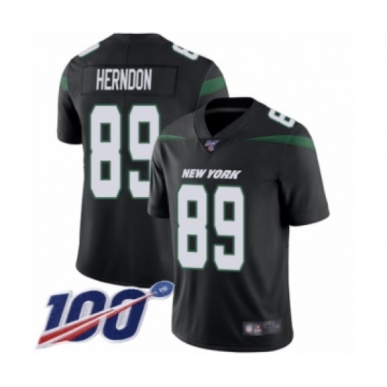 Men's New York Jets #89 Chris Herndon Black Alternate Vapor Untouchable Limited Player 100th Season Football Jersey - Ujersey