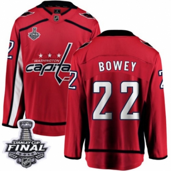 Youth Washington Capitals #22 Madison Bowey Fanatics Branded Red Home Breakaway 2018 Stanley Cup Final NHL Jersey - Ujersey