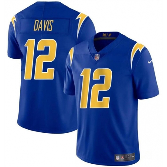 Men's Los Angeles Chargers #12 Derius Davis Royal 2024 Vapor Limited Football Stitched Jersey - Ujersey