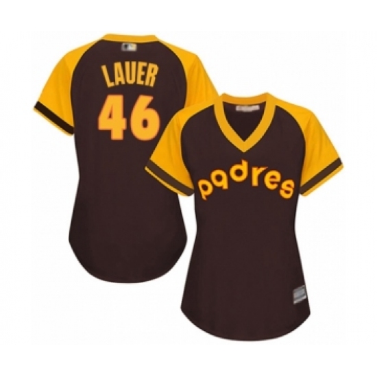 Women's San Diego Padres #46 Eric Lauer Authentic Brown Alternate Cooperstown Cool Base Baseball Player Jersey - Ujersey