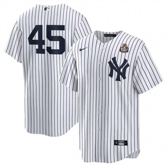 Men's New York Yankees #45 Gerrit Cole White 2024 World Series Cool Base Stitched Baseball Jersey - Ujersey