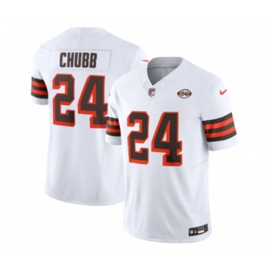 Men's Nike Cleveland Browns #24 Nick Chubb White 2023 F.U.S.E. 1946 Collection Vapor Untouchable Limited Football Stitched Jersey - Ujersey