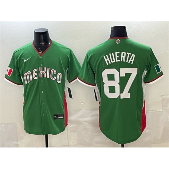 Men's Mexico Baseball #87 Jesus Huerta Green 2026 World Baseball Classic Stadium Stitched Jersey