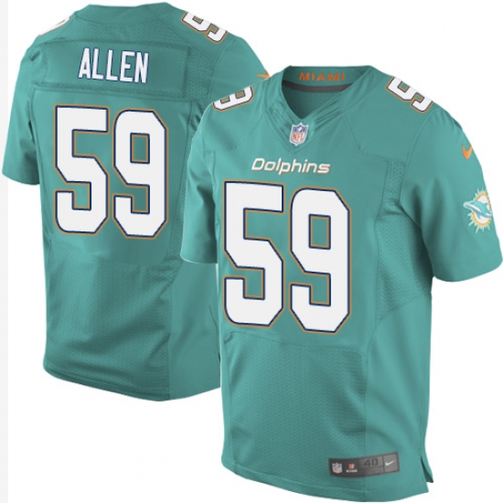 Men's Nike Miami Dolphins #59 Chase Allen Elite Aqua Green Team Color NFL Jersey - Ujersey