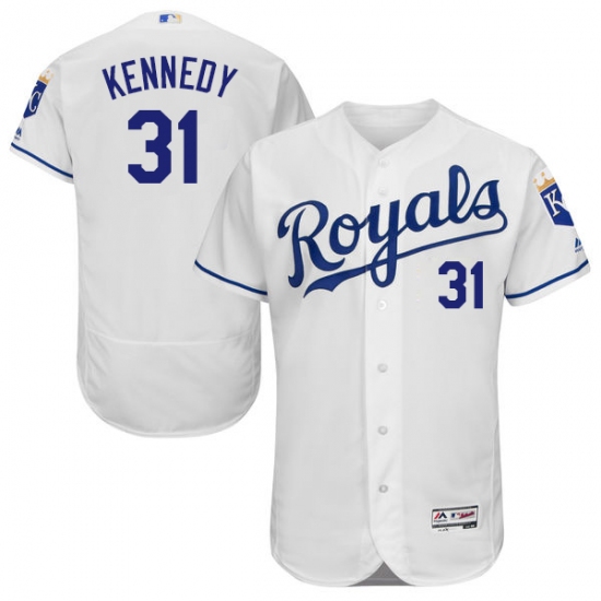 Men's Majestic Kansas City Royals #31 Ian Kennedy White Flexbase Authentic Collection MLB Jersey