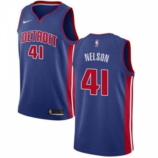 Women's Nike Detroit Pistons #41 Jameer Nelson Swingman Royal Blue NBA Jersey - Icon Edition - Ujersey