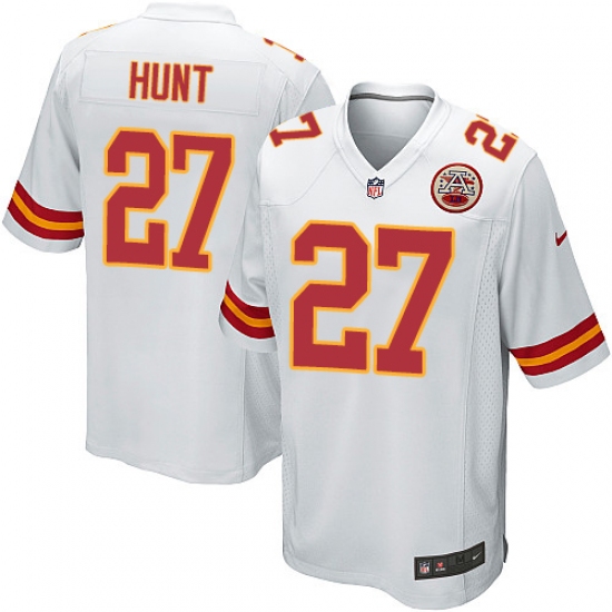 Men's Nike Kansas City Chiefs #27 Kareem Hunt Game White NFL Jersey - Ujersey