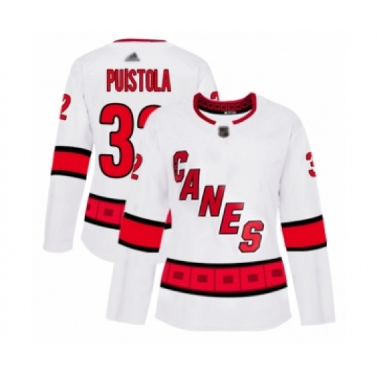 Women's Carolina Hurricanes #32 Patrik Puistola Authentic White Away Hockey Jersey - Ujersey