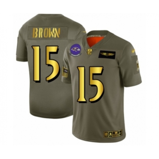 Men's Baltimore Ravens #15 Marquise Brown Olive Gold 2019 Salute to Service Limited Player Football Jersey - Ujersey