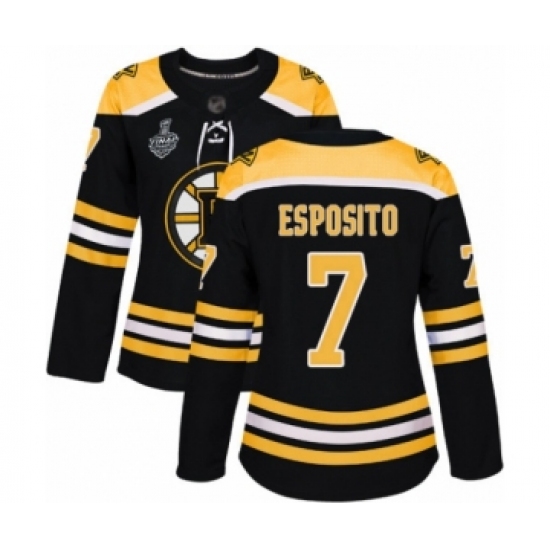 Women's Boston Bruins #7 Phil Esposito Authentic Black Home 2019 Stanley Cup Final Bound Hockey Jersey - Ujersey