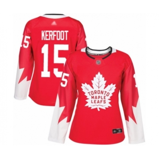 Women's Toronto Maple Leafs #15 Alexander Kerfoot Authentic Red Alternate Hockey Jersey - Ujersey