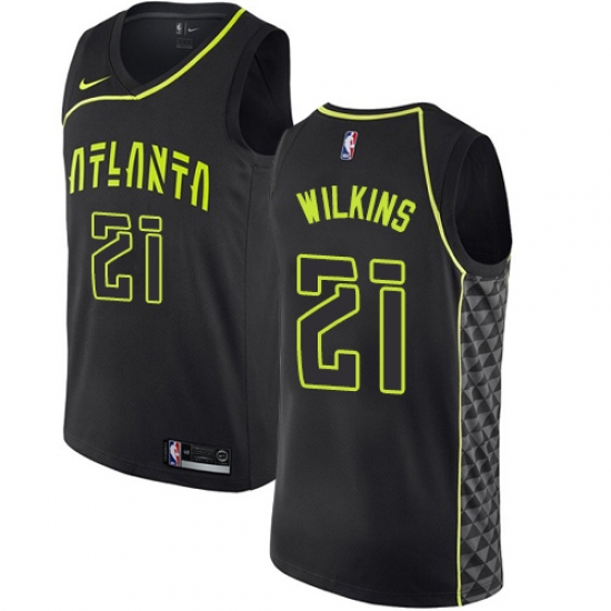 Women's Nike Atlanta Hawks #21 Dominique Wilkins Swingman Black NBA Jersey - City Edition - Ujersey