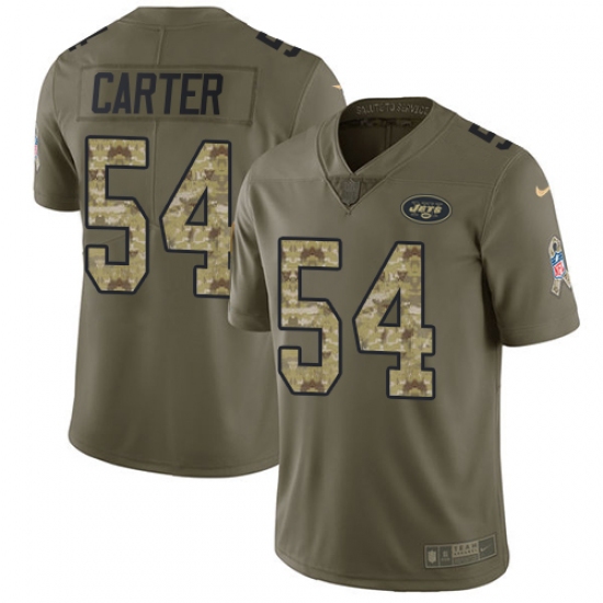 Youth Nike New York Jets #54 Bruce Carter Limited Olive/Camo 2017 Salute to Service NFL Jersey - Ujersey