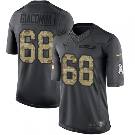 Youth Nike Houston Texans #68 Breno Giacomini Limited Black 2016 Salute to Service NFL Jersey - Ujersey