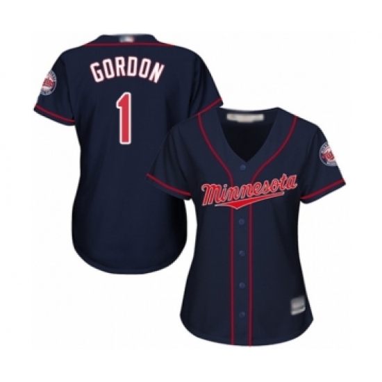 Women's Minnesota Twins #1 Nick Gordon Authentic Navy Blue Alternate Road Cool Base Baseball Player Jersey - Ujersey