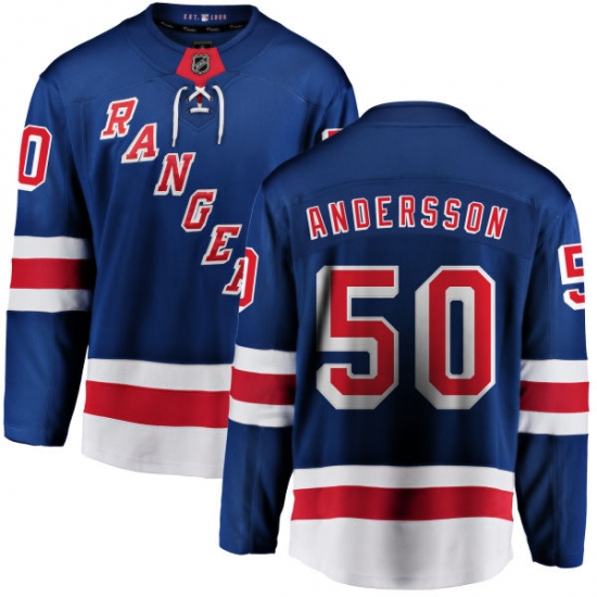 Youth New York Rangers #50 Lias Andersson Fanatics Branded Royal Blue Home Breakaway NHL Jersey - Ujersey