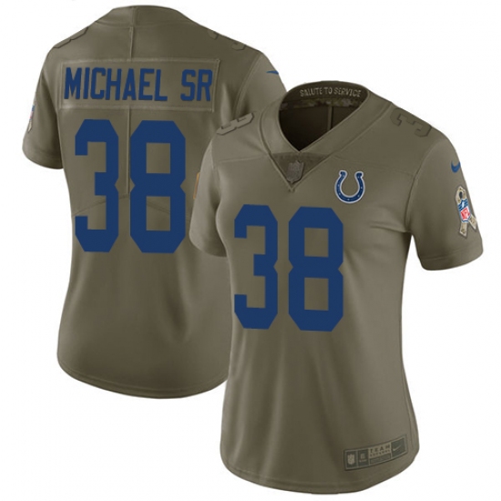 Women's Nike Indianapolis Colts #38 Christine Michael Sr Limited Olive 2017 Salute to Service NFL Jersey - Ujersey