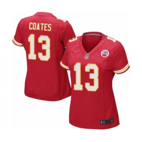 Women's Kansas City Chiefs #13 Sammie Coates Game Red Team Color Football Jersey - Ujersey