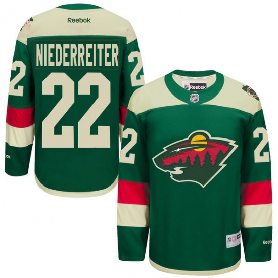 Men's Reebok Minnesota Wild #22 Nino Niederreiter Authentic Green 2016 Stadium Series NHL Jersey - Ujersey