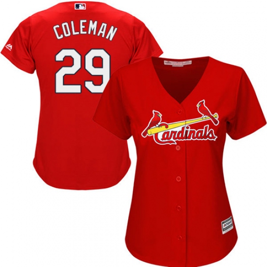 Women's Majestic St. Louis Cardinals #29 Vince Coleman Authentic Red Alternate Cool Base MLB Jersey - Ujersey
