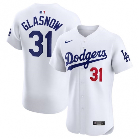 Men's Los Angeles Dodgers #31 Tyler Glasnow White Home Elite Stitched Jersey - Ujersey