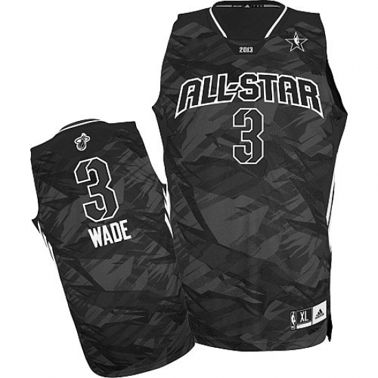 Men's Adidas Miami Heat #3 Dwyane Wade Authentic Black 2013 All Star NBA Jersey - Ujersey
