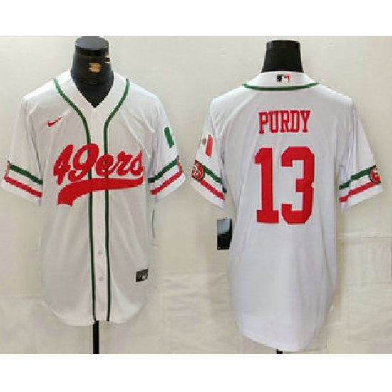 Men's San Francisco 49ers #13 Brock Purdy White Mexico Cool Base Stitched Baseball Jersey - Ujersey