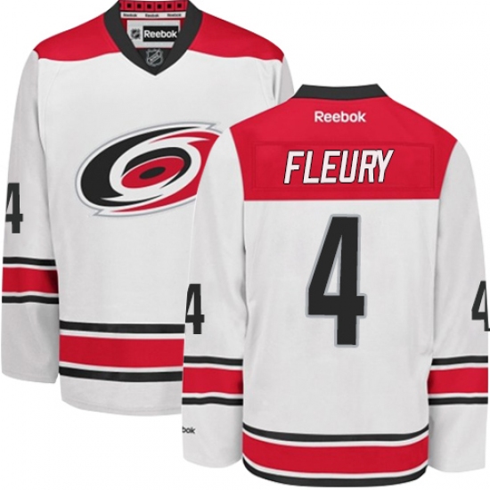 Men's Reebok Carolina Hurricanes #4 Haydn Fleury Authentic White Away NHL Jersey - Ujersey