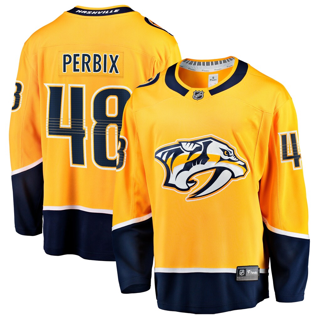 Men's Nashville Predators Nick Perbix Fanatics Gold Home Breakaway Jersey - U-jersey