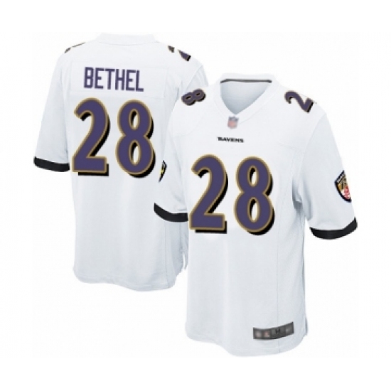 Men's Baltimore Ravens #28 Justin Bethel Game White Football Jersey - Ujersey