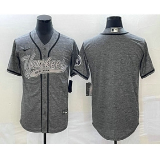Men's New York Yankees Blank Grey Gridiron Cool Base Stitched Baseball Jersey - ujerseystore