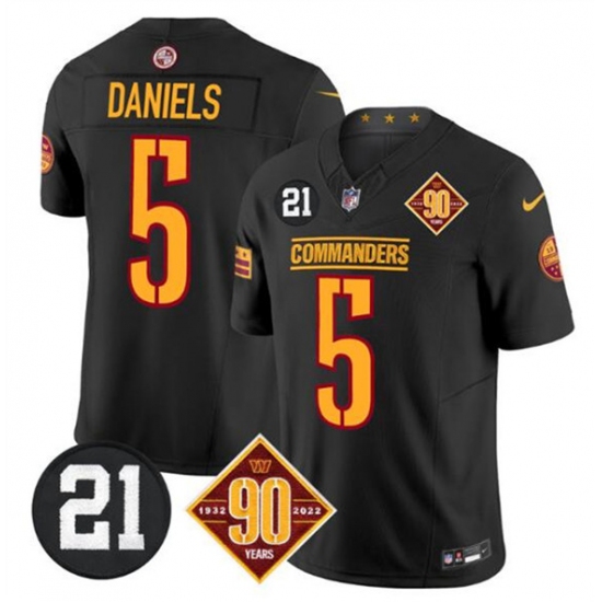 Men's Washington Commanders #5 Jayden Daniels Black F.U.S.E. 90th & Sean Taylor Vapor Limited Football Stitched Jersey - Ujersey