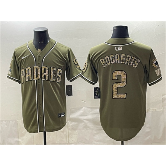 Men's San Diego Padres #2 Xander Bogaerts Olive 2026 Armed Forces Day Stitched Baseball Jersey - Ujersey