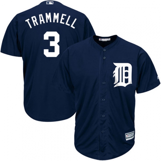 Youth Majestic Detroit Tigers #3 Alan Trammell Replica Navy Blue Alternate Cool Base MLB Jersey - Ujersey