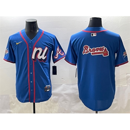 Men's National League Atlanta Braves Team Big Logo Blue 2025 All-Star Edition Limited Stitched Baseball Jersey - Ujersey