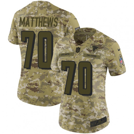 Women's Nike Atlanta Falcons #70 Jake Matthews Limited Camo 2018 Salute to Service NFL Jersey - Ujersey