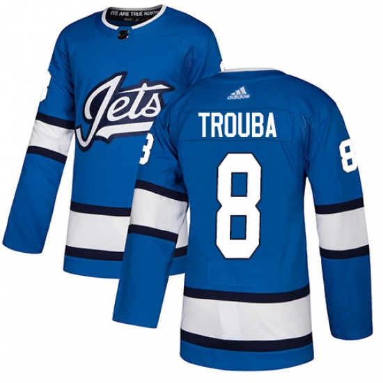 Men's Adidas Winnipeg Jets #8 Jacob Trouba Authentic Blue Alternate NHL Jersey - Ujersey
