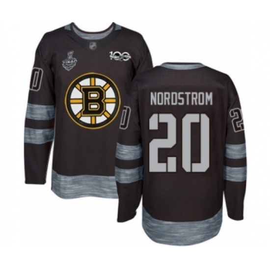 Men's Boston Bruins #20 Joakim Nordstrom Authentic Black 1917-2017 100th Anniversary 2019 Stanley Cup Final Bound Hockey Jersey - Ujersey