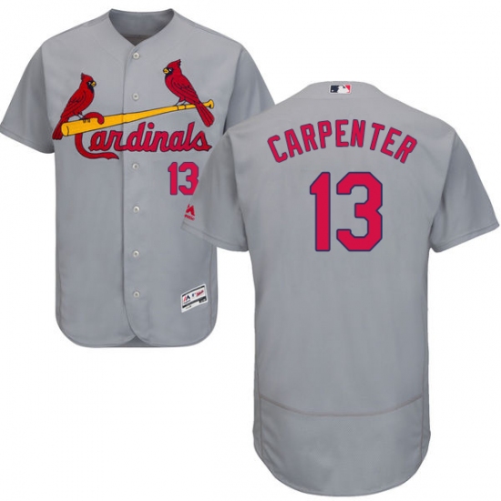 Men's Majestic St. Louis Cardinals #13 Matt Carpenter Grey Road Flex Base Authentic Collection MLB Jersey - Ujersey