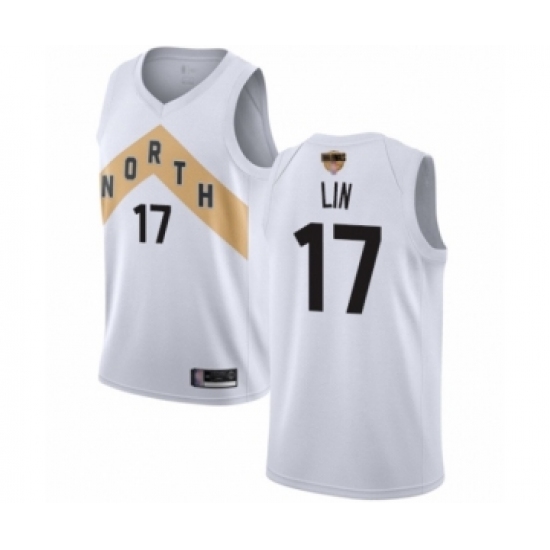 Men's Toronto Raptors #17 Jeremy Lin Swingman White 2019 Basketball Finals Bound Jersey - City Edition - Ujersey