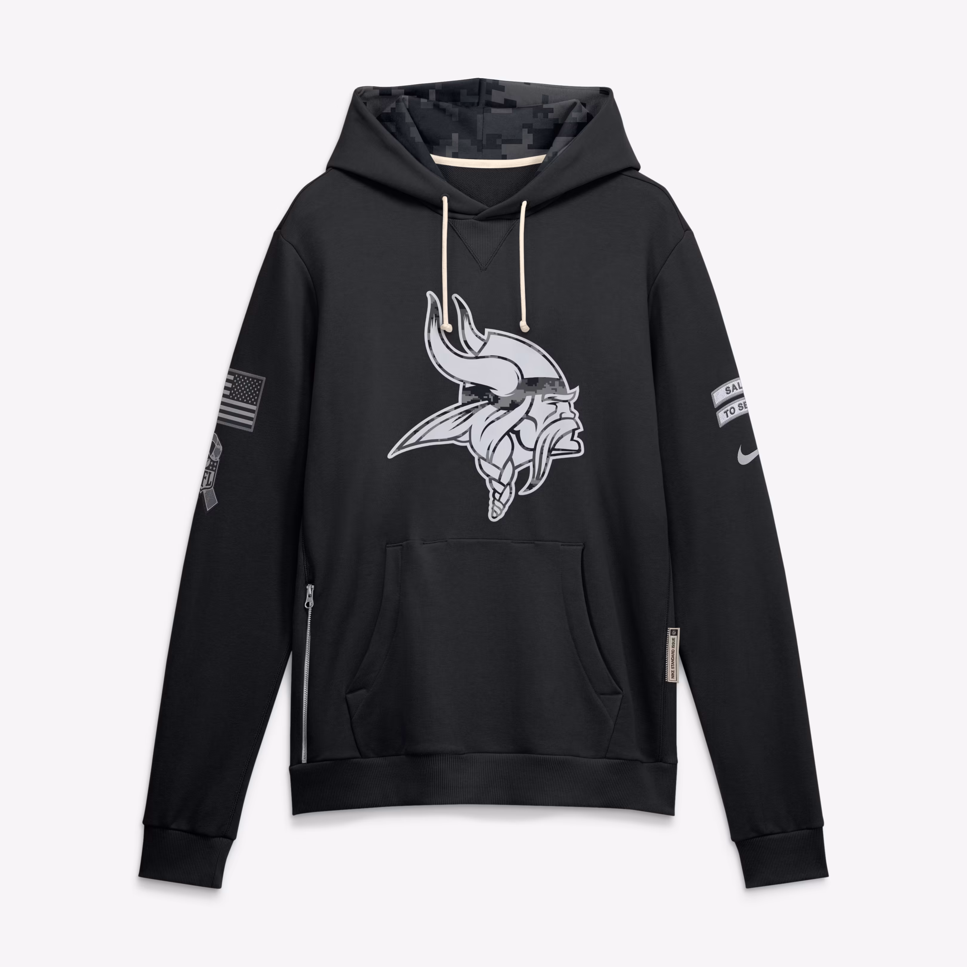 Men's Minnesota Vikings  Nike Black 2026 Salute to Service Sideline Dri-FIT Pullover Hoodie