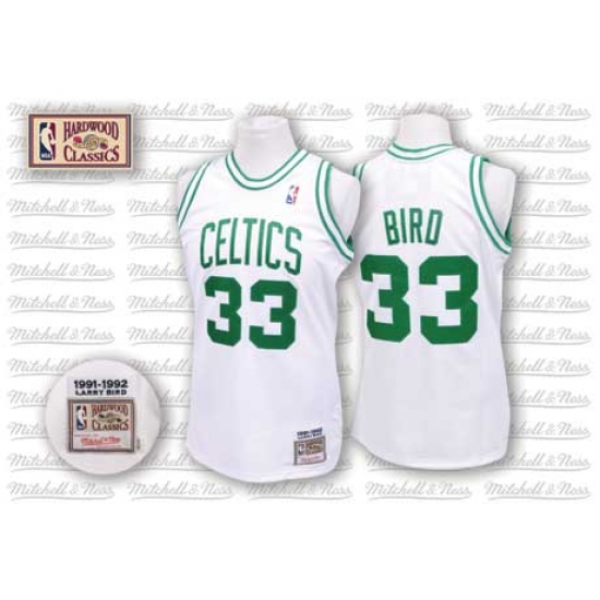 Men's Mitchell and Ness Boston Celtics #33 Larry Bird Authentic White Throwback NBA Jersey - Ujersey