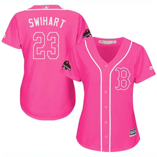 Women's Majestic Boston Red Sox #23 Blake Swihart Authentic Pink Fashion 2018 World Series Champions MLB Jersey - Ujersey