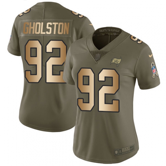 Women's Nike Tampa Bay Buccaneers #92 William Gholston Limited Olive/Gold 2017 Salute to Service NFL Jersey - Ujersey
