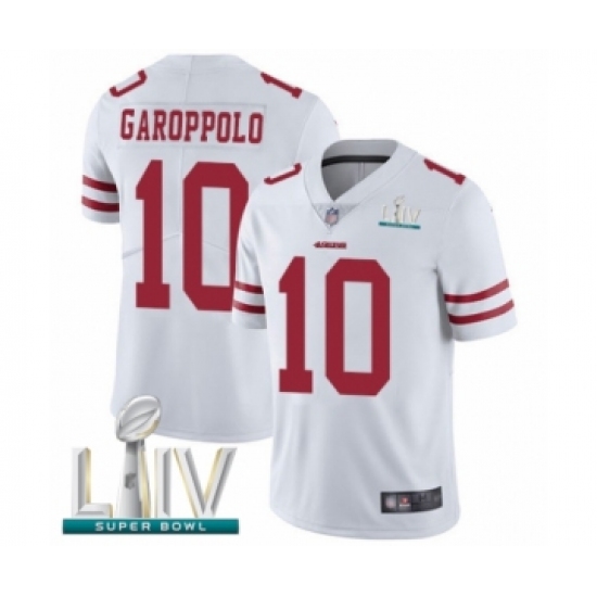 Men's San Francisco 49ers #10 Jimmy Garoppolo White Vapor Untouchable Limited Player Super Bowl LIV Bound Football Jersey - Ujersey