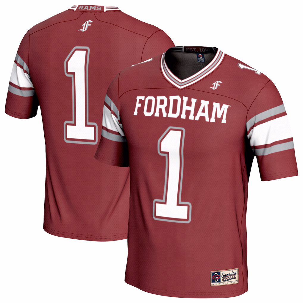 Youth GameDay Greats Maroon #1 Fordham Rams Lightweight Collegiate Football Fashion Jersey