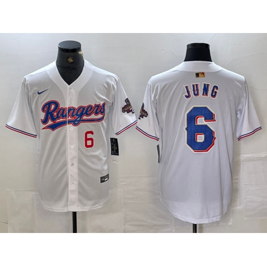 Men's Texas Rangers #6 Josh Jung Number White 2023 World Series Champions Cool Base Jersey - Ujersey